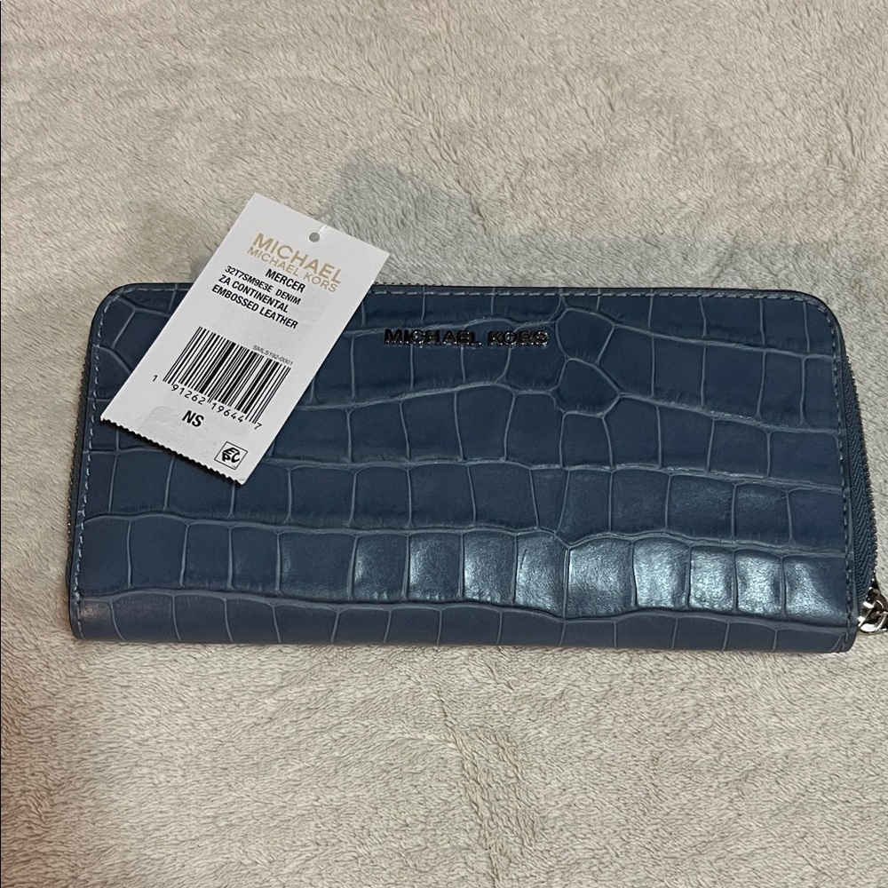 Michael Kors Navy Crocodile Embossed Wallet